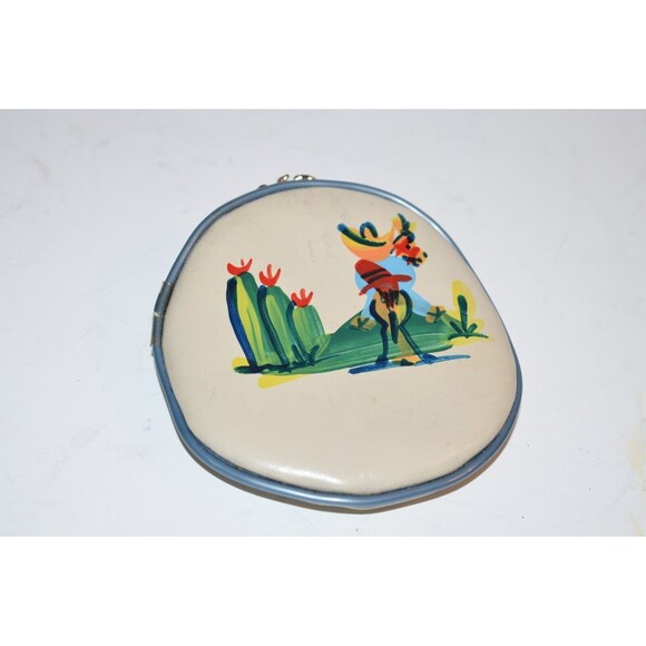 Vtg Military Leather Cap Hat Coin Purse Eagle change souvenir Mexico - Picture 3 of 10